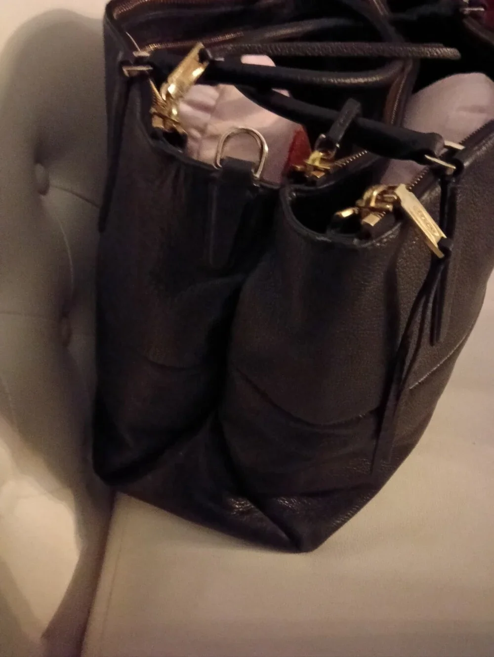 Coach Borough Black LARGE Leather Tote/Satchel CREED- M1369-28129 Hangtag Incl.